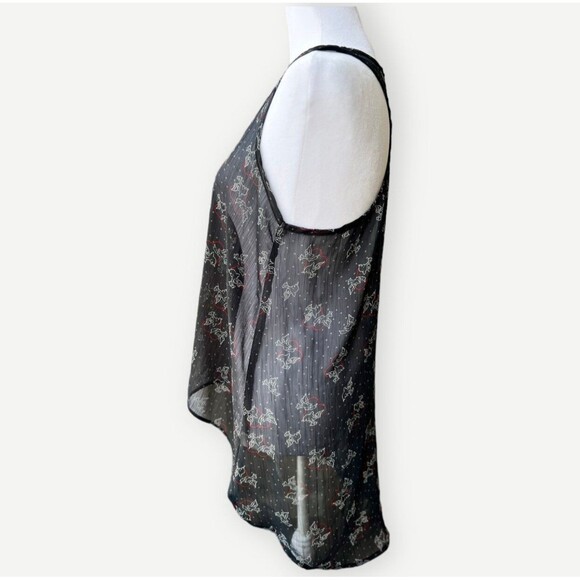 Lily White Retro Sheer Love Bird High Low Racerback Sleeveless Tunic. Medium. - Picture 2 of 6